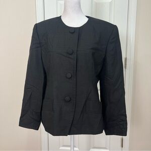 Doncaster Black 100% Silk 2-Button Blazer Jacket